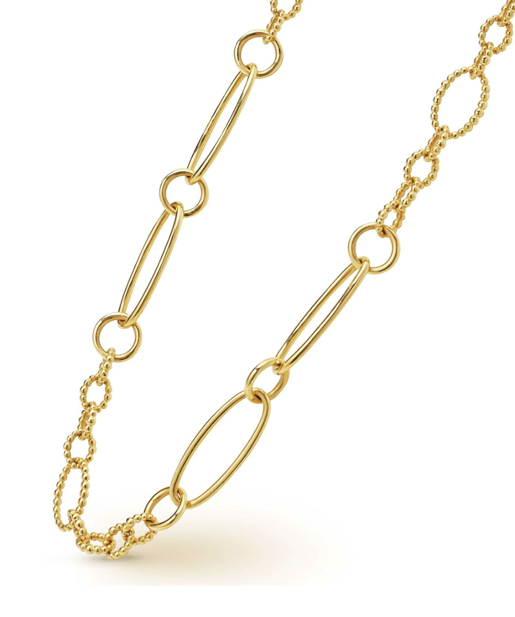 LAGOS "Signature Caviar" 18kt Yellow Gold Link Necklace, 20"