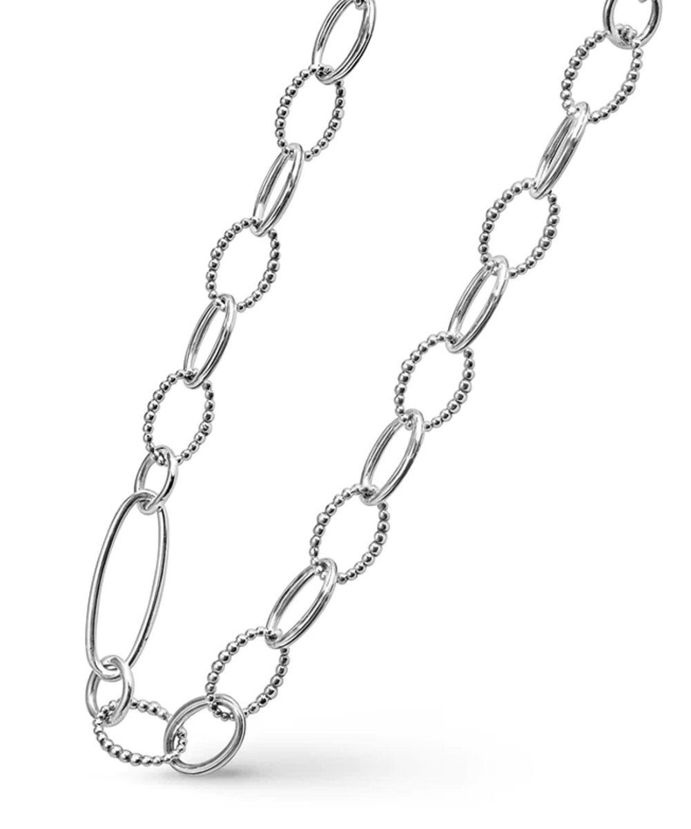 LAGOS "Signature Caviar" Sterling Silver Link Necklace, 34"