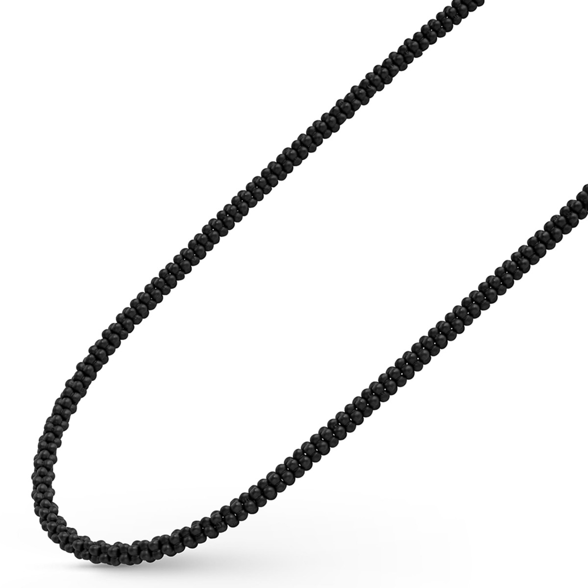 "Black Caviar" Matte Black Ceramic Beaded Necklace
