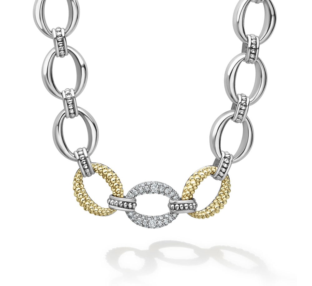 LAGOS "Caviar Lux" Single Station Diamond Link Necklace
