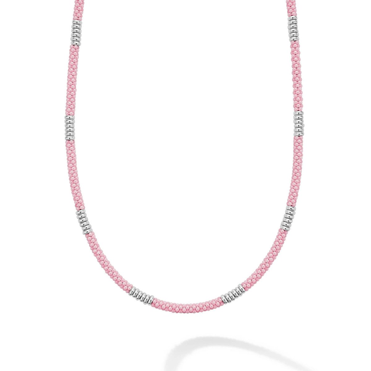 LAGOS "Pink Caviar" Silver Station Ceramic Beaded 16" Necklace 