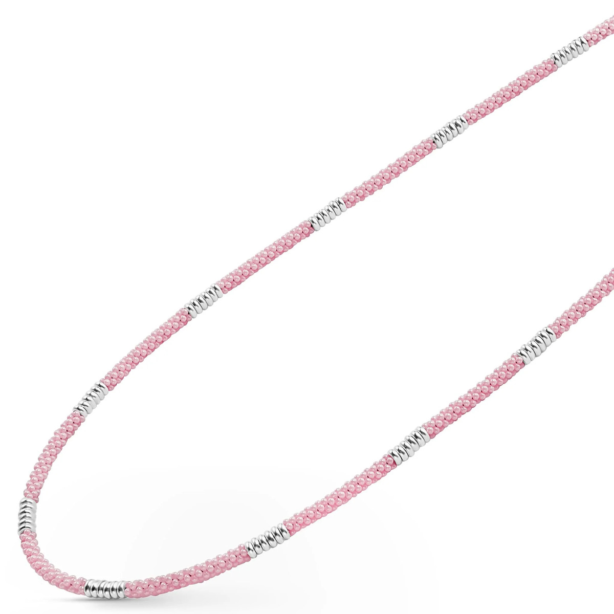 "Pink Caviar" Silver Station Ceramic Beaded 18" Necklace 