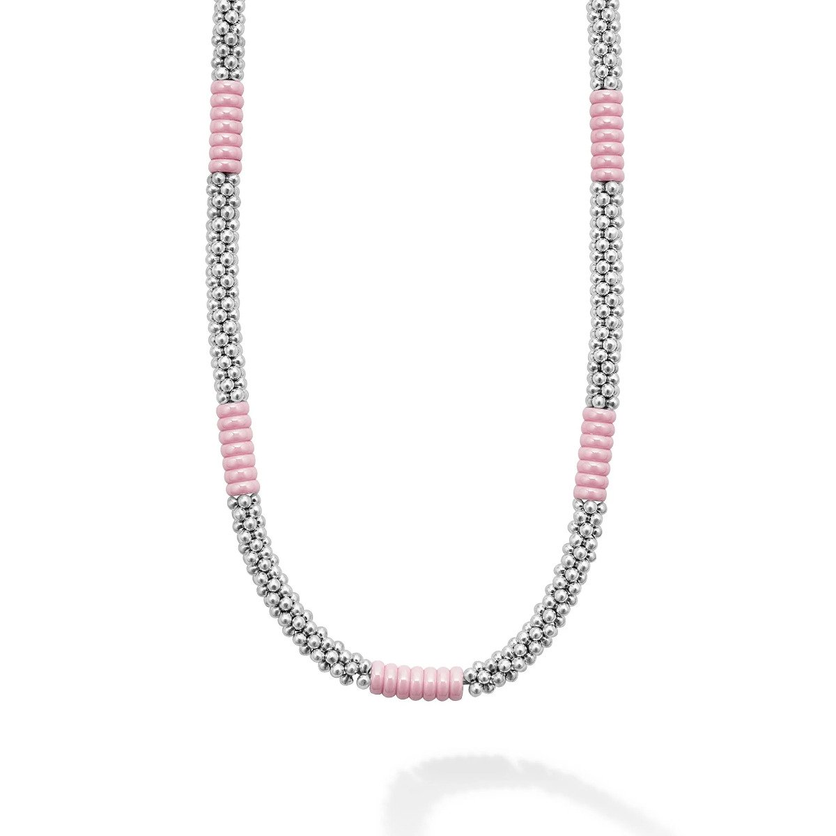 LAGOS "Pink Caviar" Silver Station Ceramic Beaded Necklace