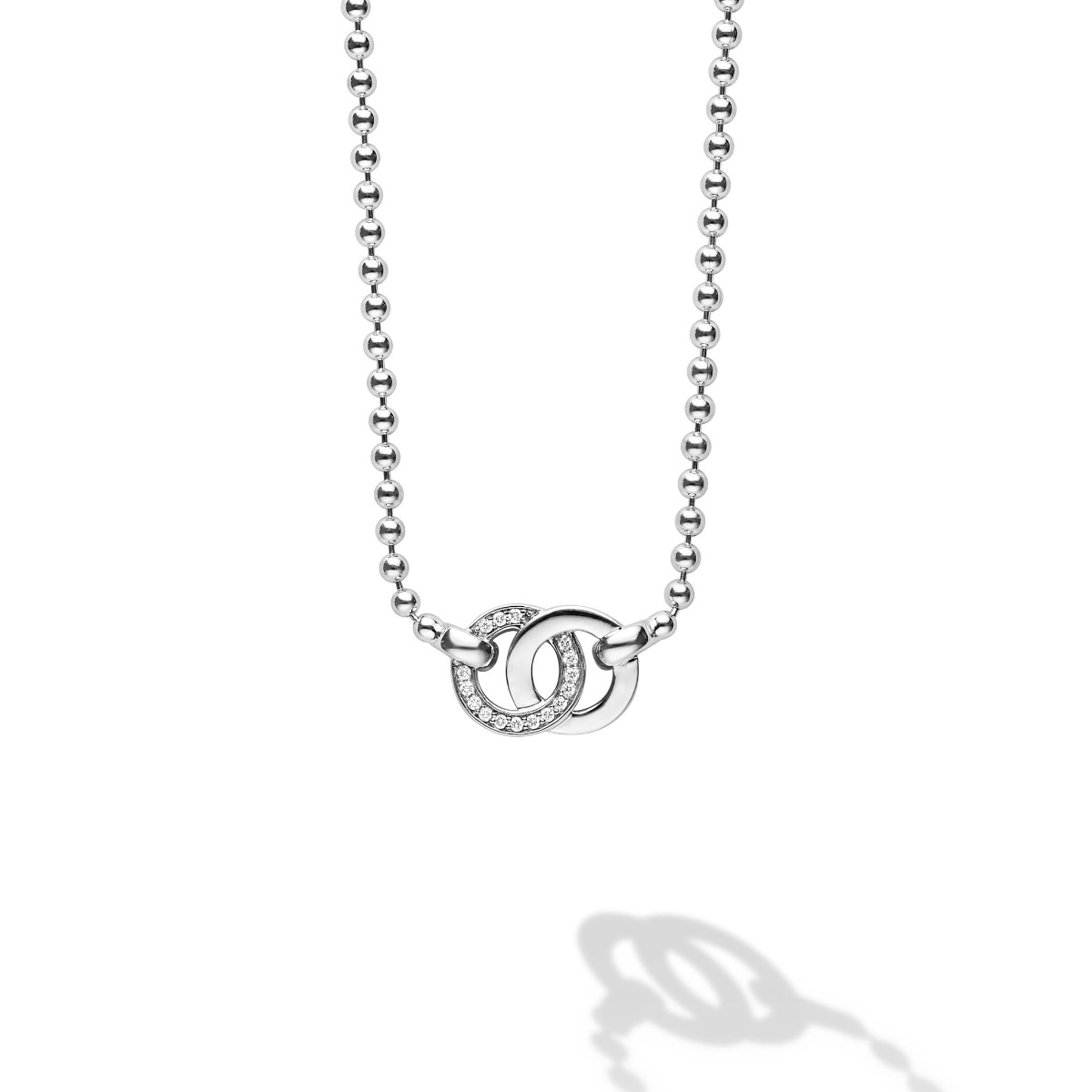"Signature Caviar" Silver Interlocking Diamond Necklace