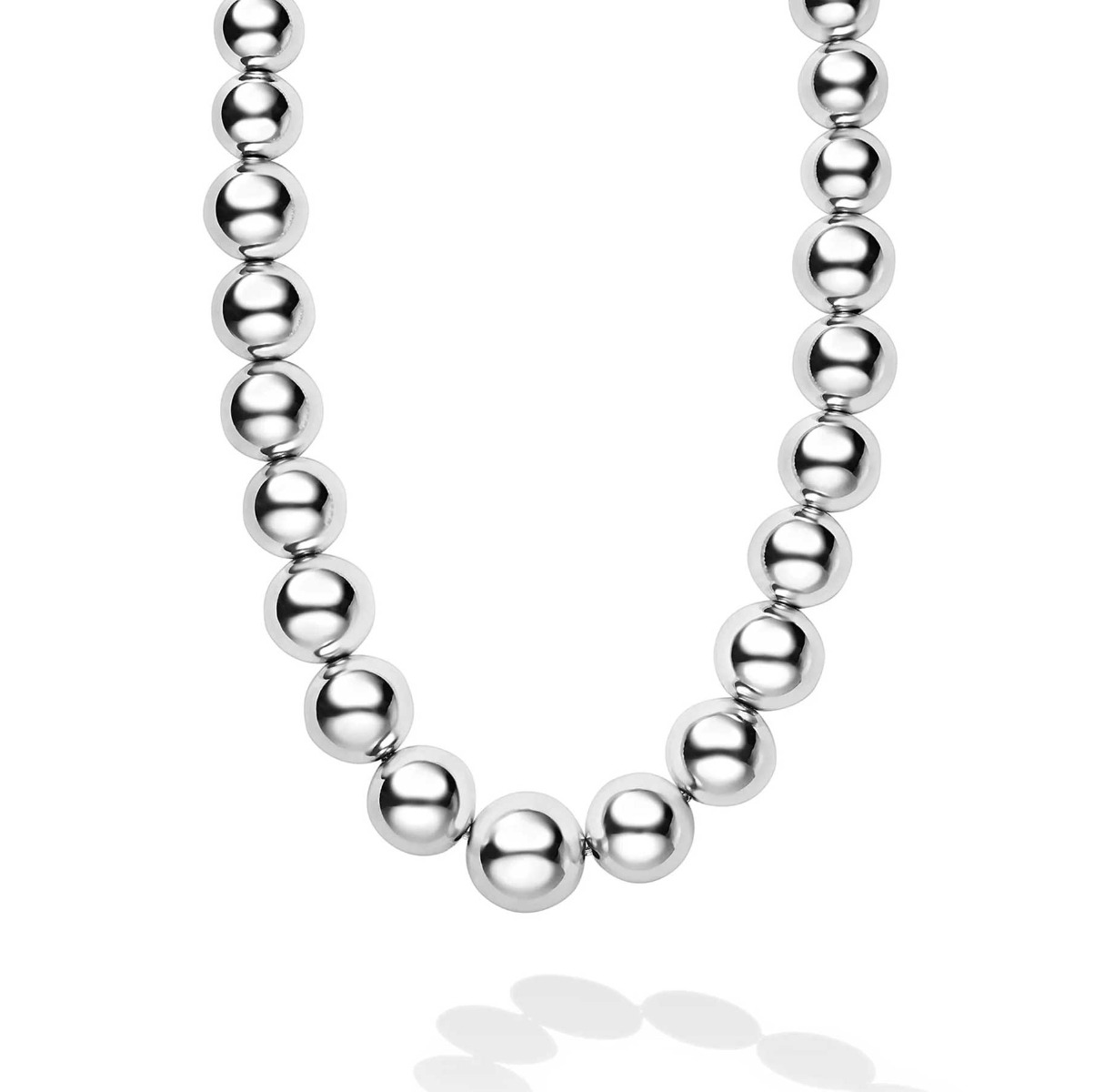 "Caviar Bubbly" Silver Graduated Bead Necklace