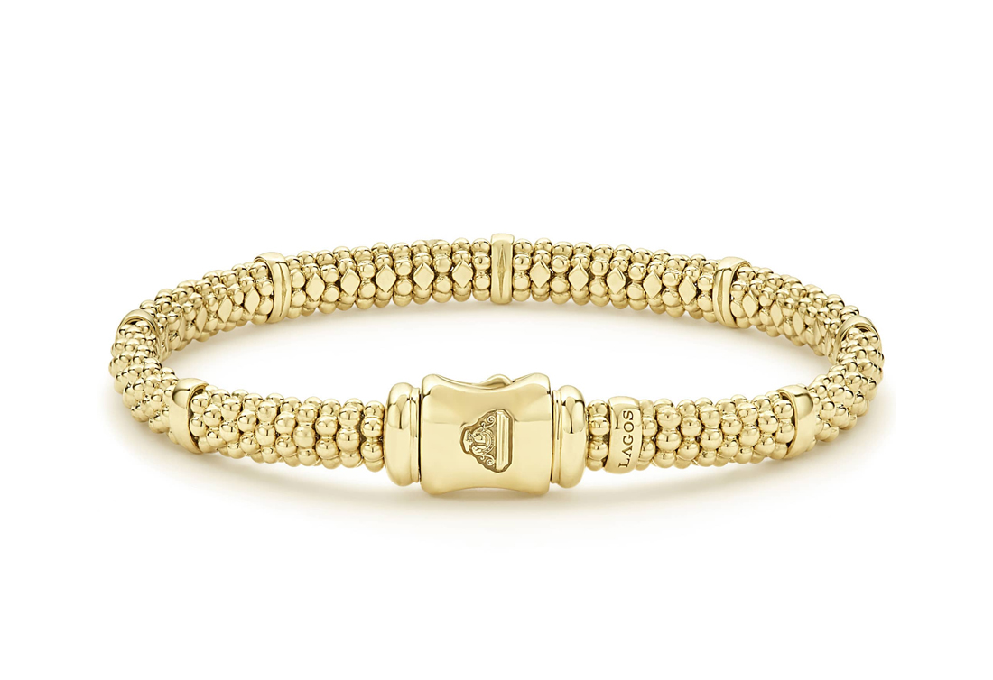 "Caviar Gold" Station 6mm Caviar Bracelet in 18kt Yellow Gold (7)