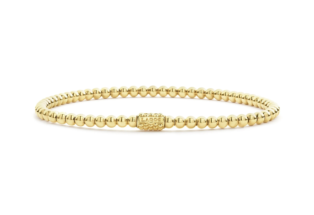 LAGOS "Caviar Gold" 3mm Bead Bracelet in 18kt Yellow Gold