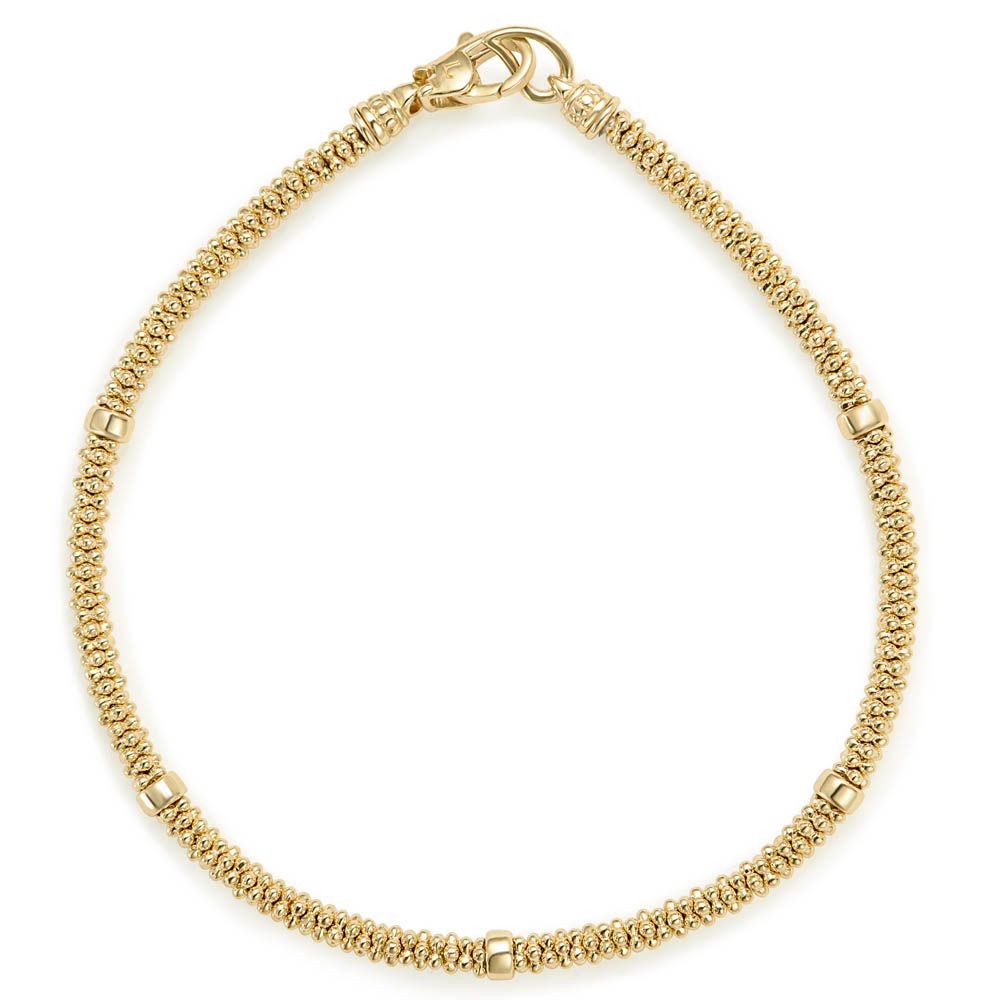 LAGOS "Caviar Gold" Thin Gold Station Beaded Bracelet in 18kt Yellow Gold