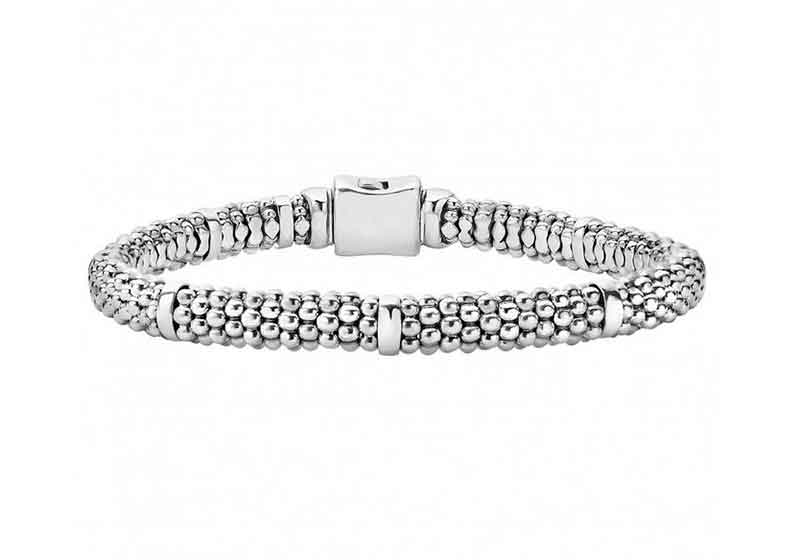 "Signature Caviar" Beaded Bracelet With 7 Smooth Stations (6.5)