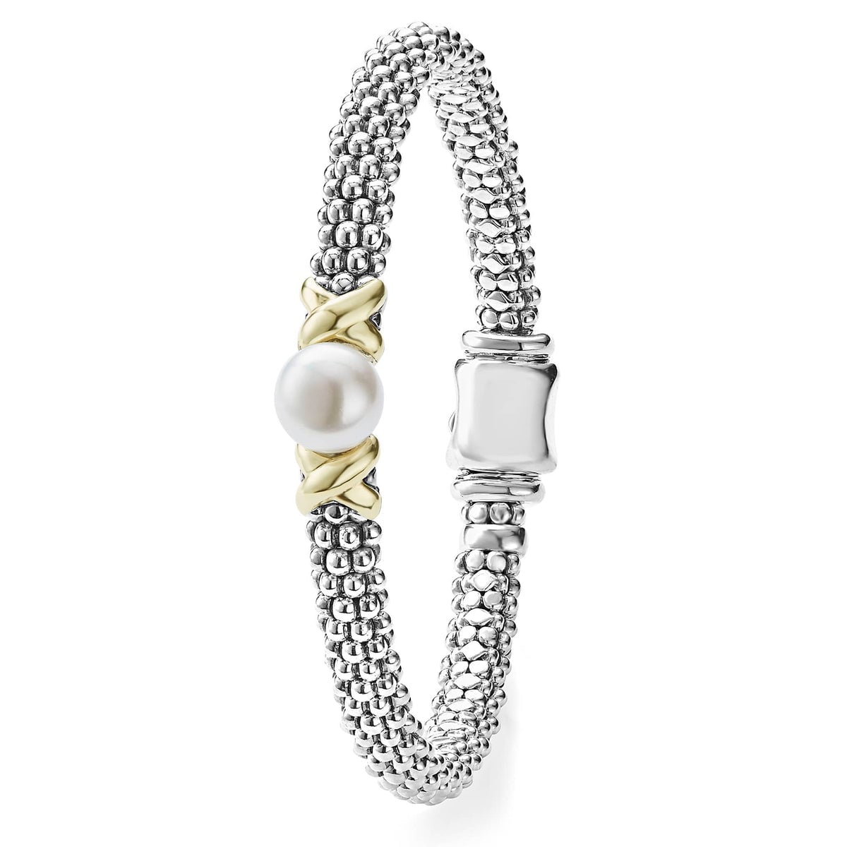 "Luna" Two-Tone X Pearl Caviar Bracelet (7)