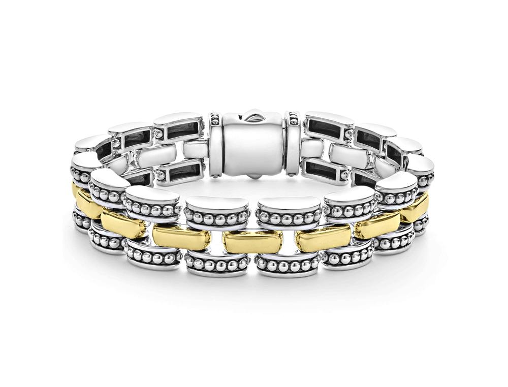 LAGOS "High Bar" Gold Caviar Link Bracelet