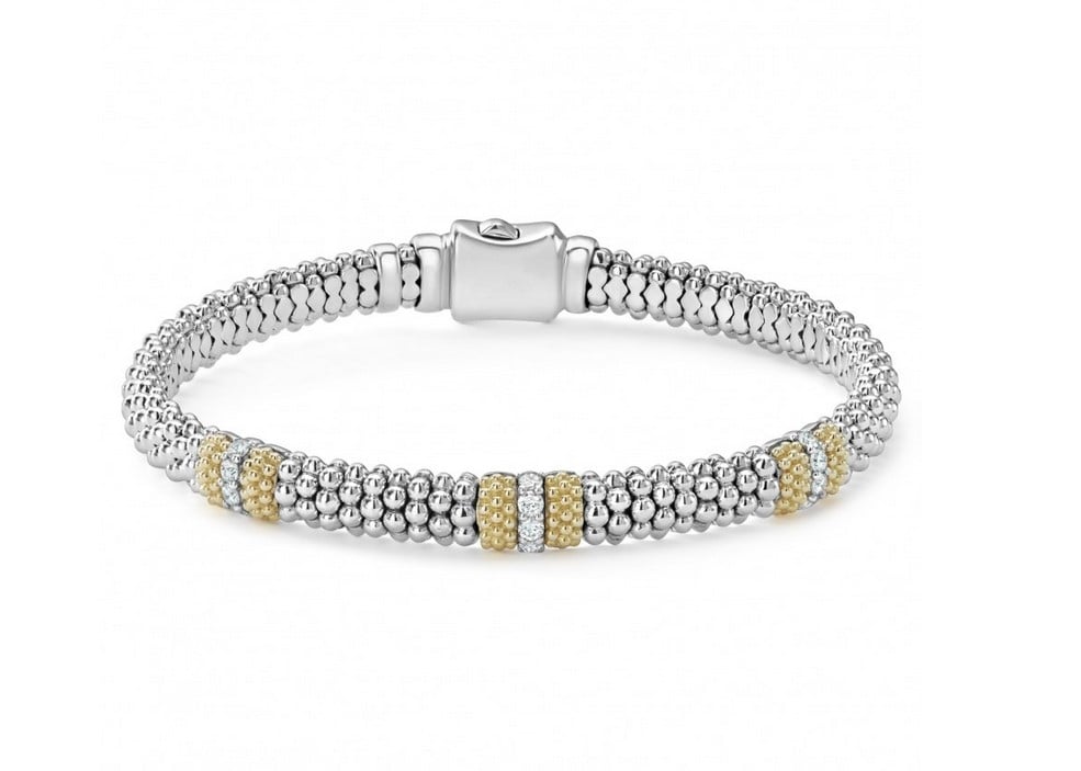 LAGOs "Diamond Lux" 3 Station Diamond Caviar Bracelet