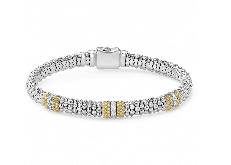 LAGOs "Diamond Lux" 3 Station Diamond Caviar Bracelet