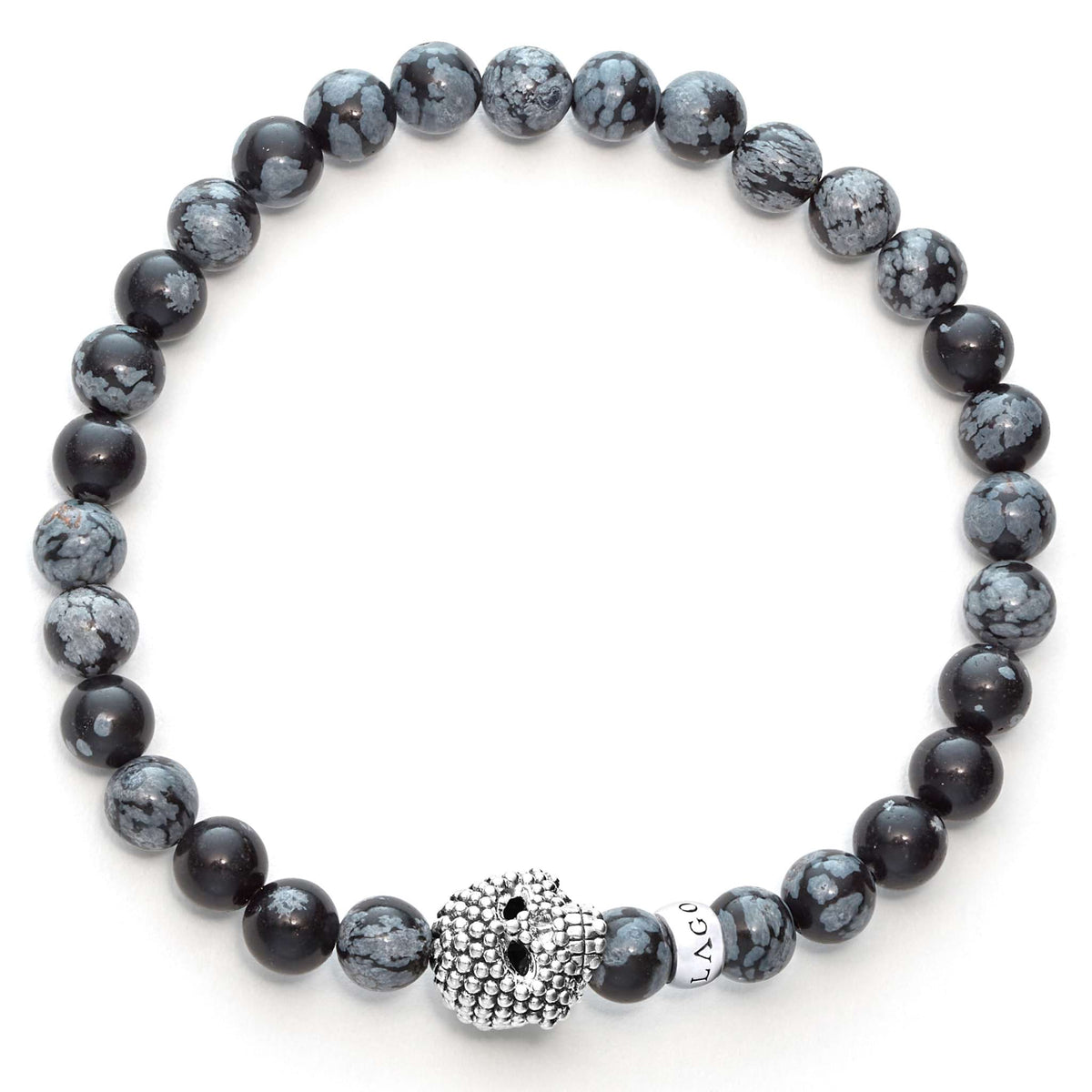 "Anthem" Snowflake Obsidian Skull Bracelet (8)