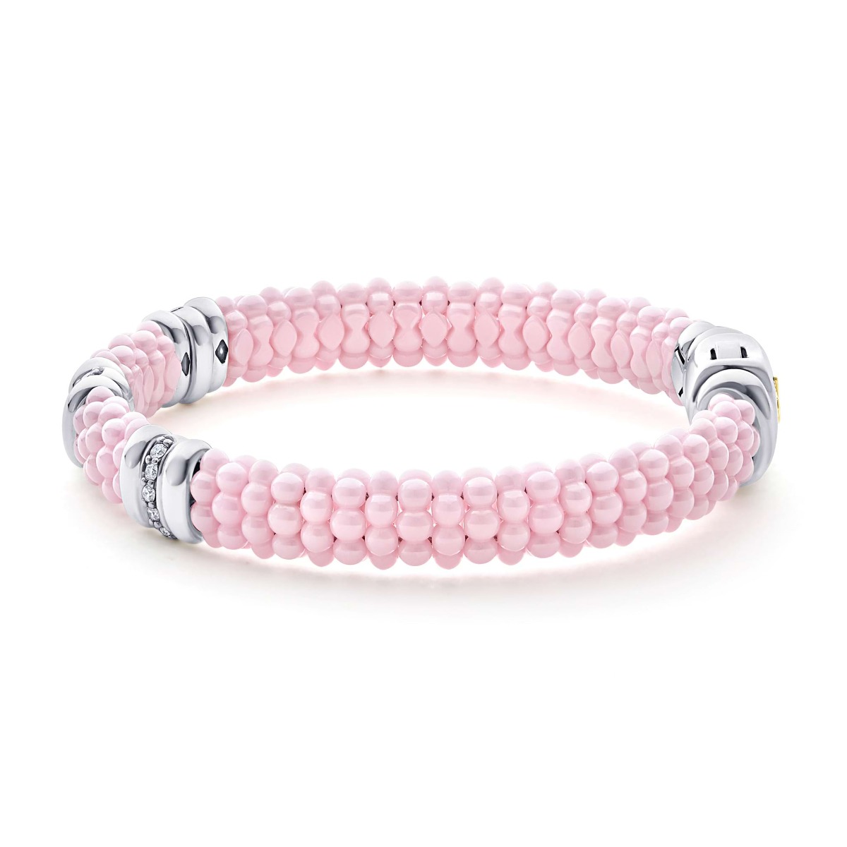 "Pink Caviar" Three Station Diamond Caviar Bracelet (7)