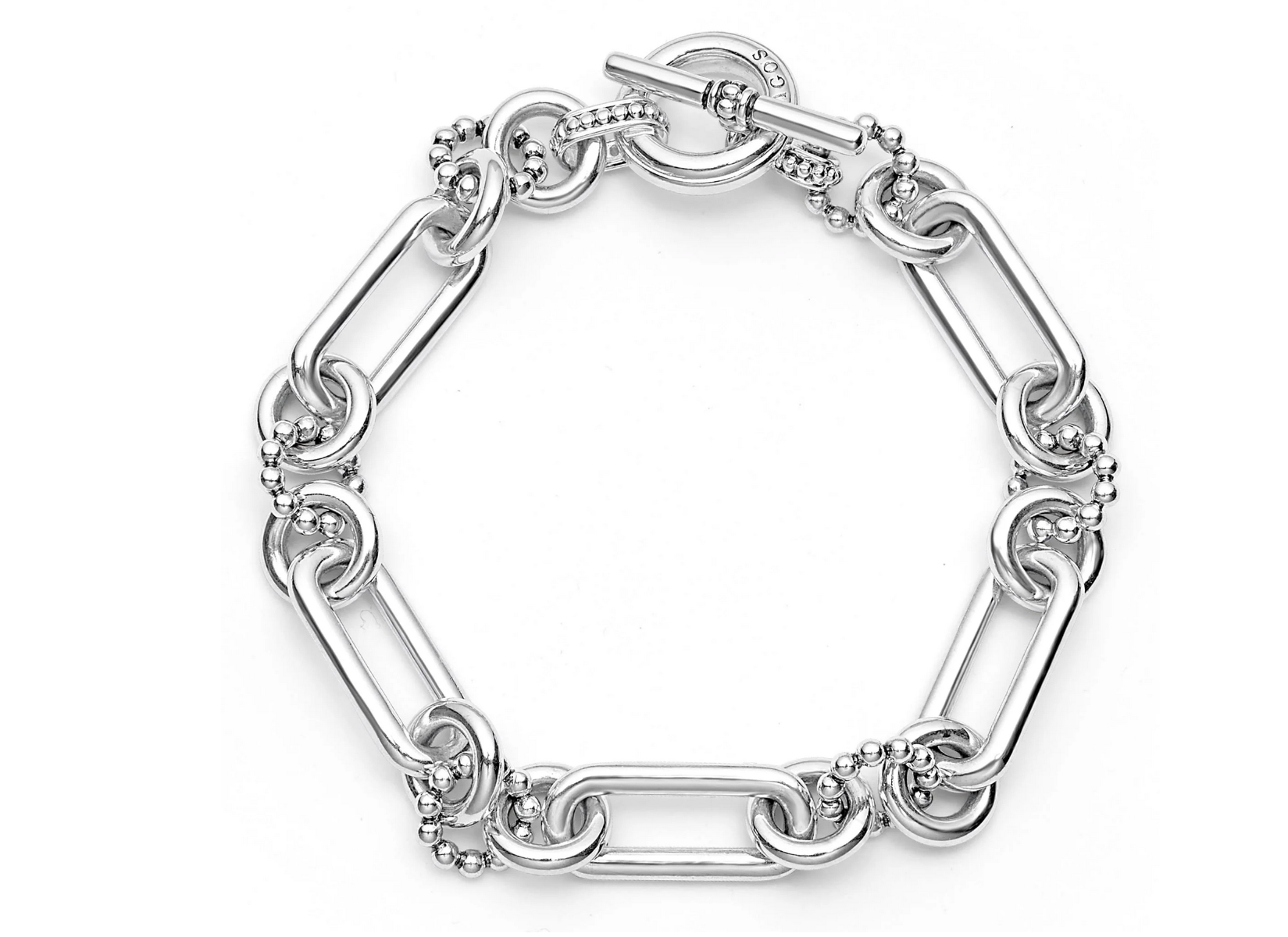 LAGOS "Signature Caviar" Sterling Silver Link Bracelet, Size 7