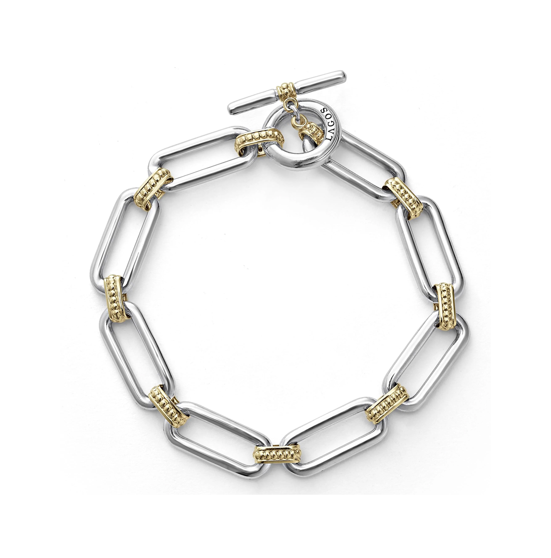 LAGOS Signature Caviar Two Tone Link Drop Necklace