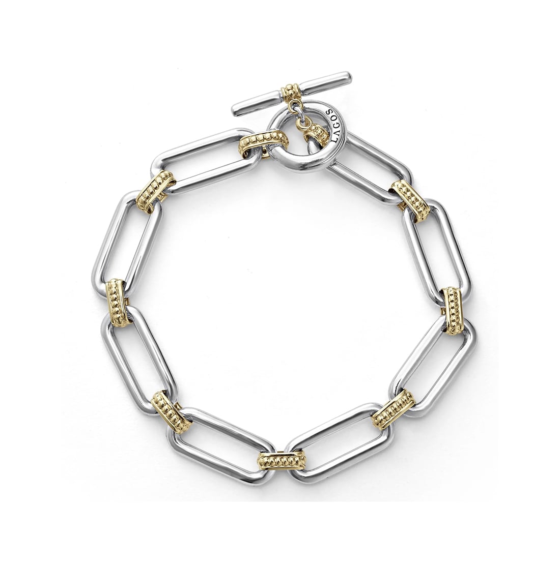 LAGOS Signature Caviar Two Tone Link Drop Necklace