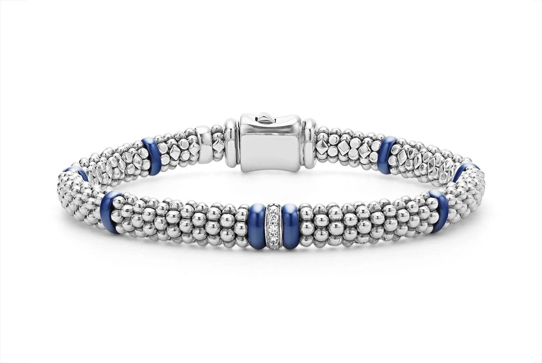 LAGOS "Blue Caviar" Single Station Diamond Caviar Bracelet, Size 7