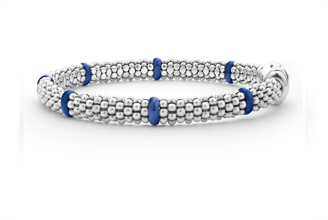 LAGOS "Blue Caviar" Ceramic Station Caviar Bracelet, Size 6.5