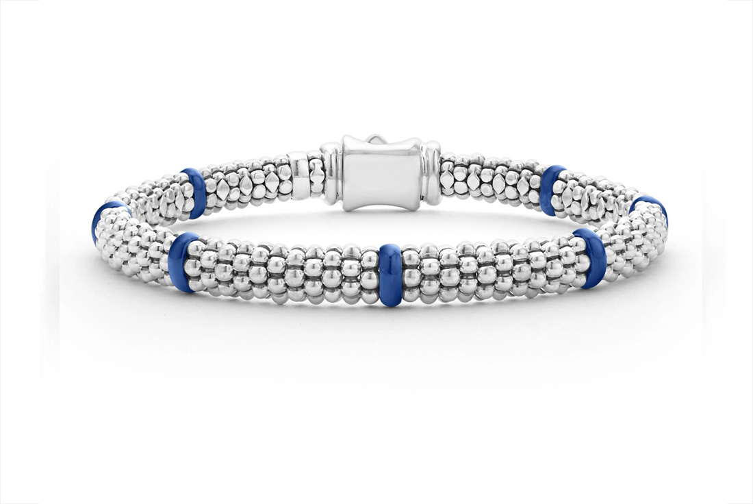LAGOS "Blue Caviar" Ceramic Station Caviar Bracelet, Size 7