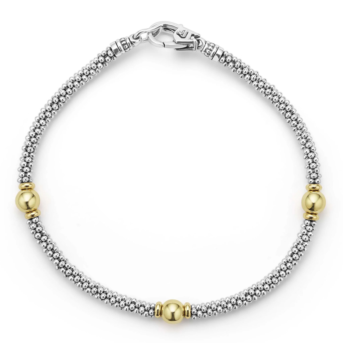 "Signature Caviar" Two-Tone Station Bracelet (7)