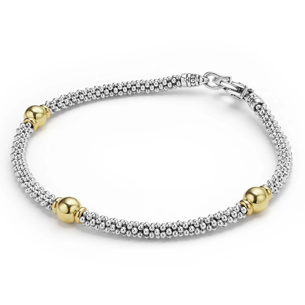 "Signature Caviar" Two-Tone Station Bracelet (7)