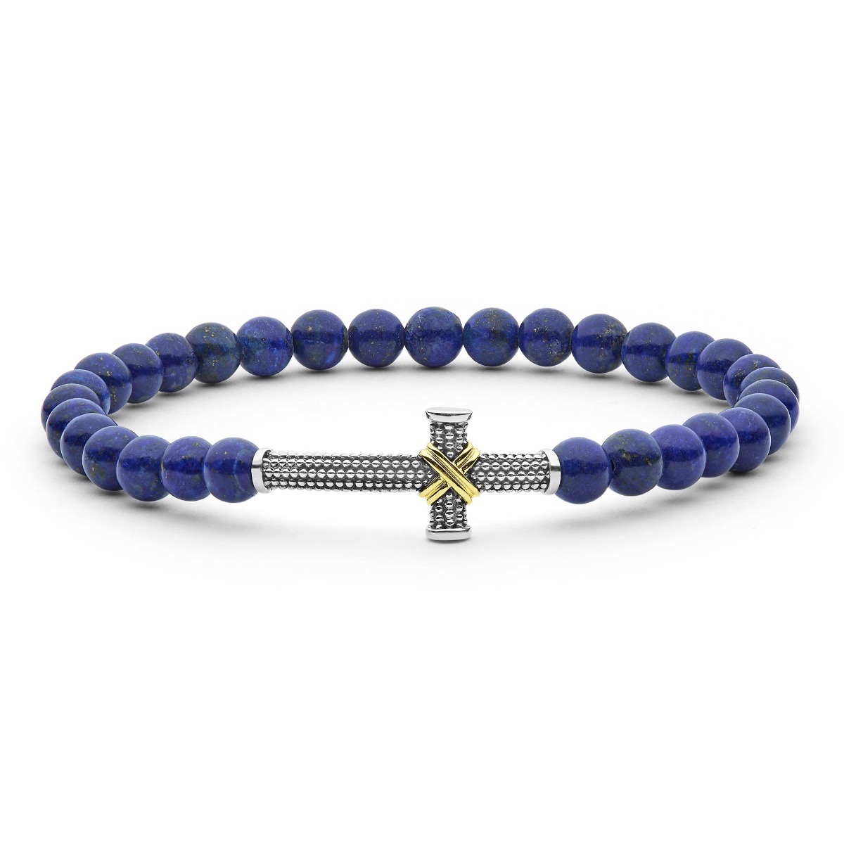 LAGOS "Anthem" Lapis Cross Beaded Stretch Bracelet (8)