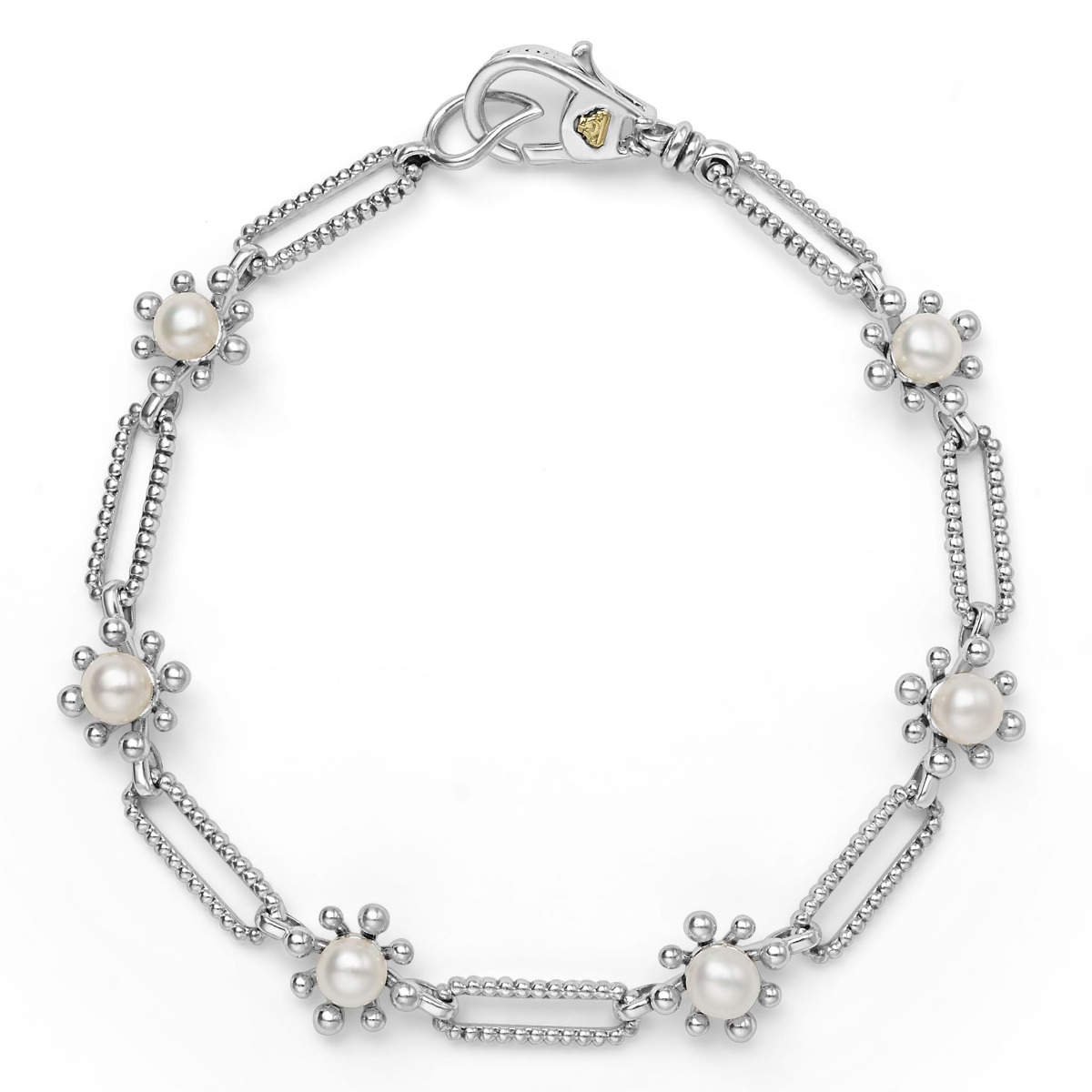 "Luna" Fleur Pearl Link Bracelet (7)