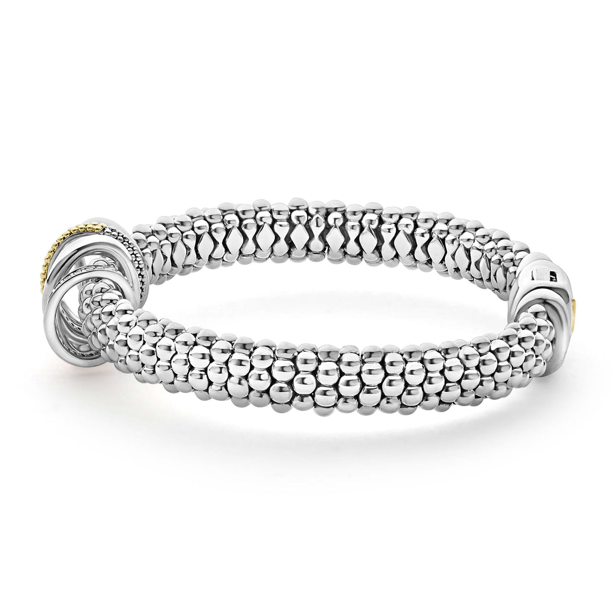 "Caviar Lux" Two-Tone Five Ring Diamond Caviar Bracelet (7)