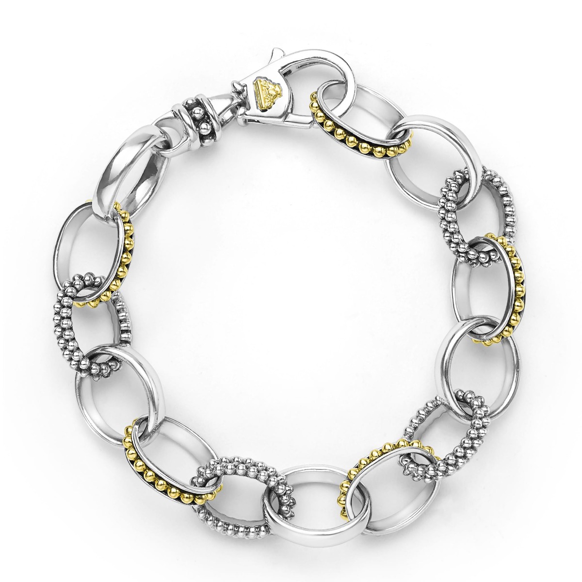 "Signature Caviar" Two Tone Caviar Link Bracelet