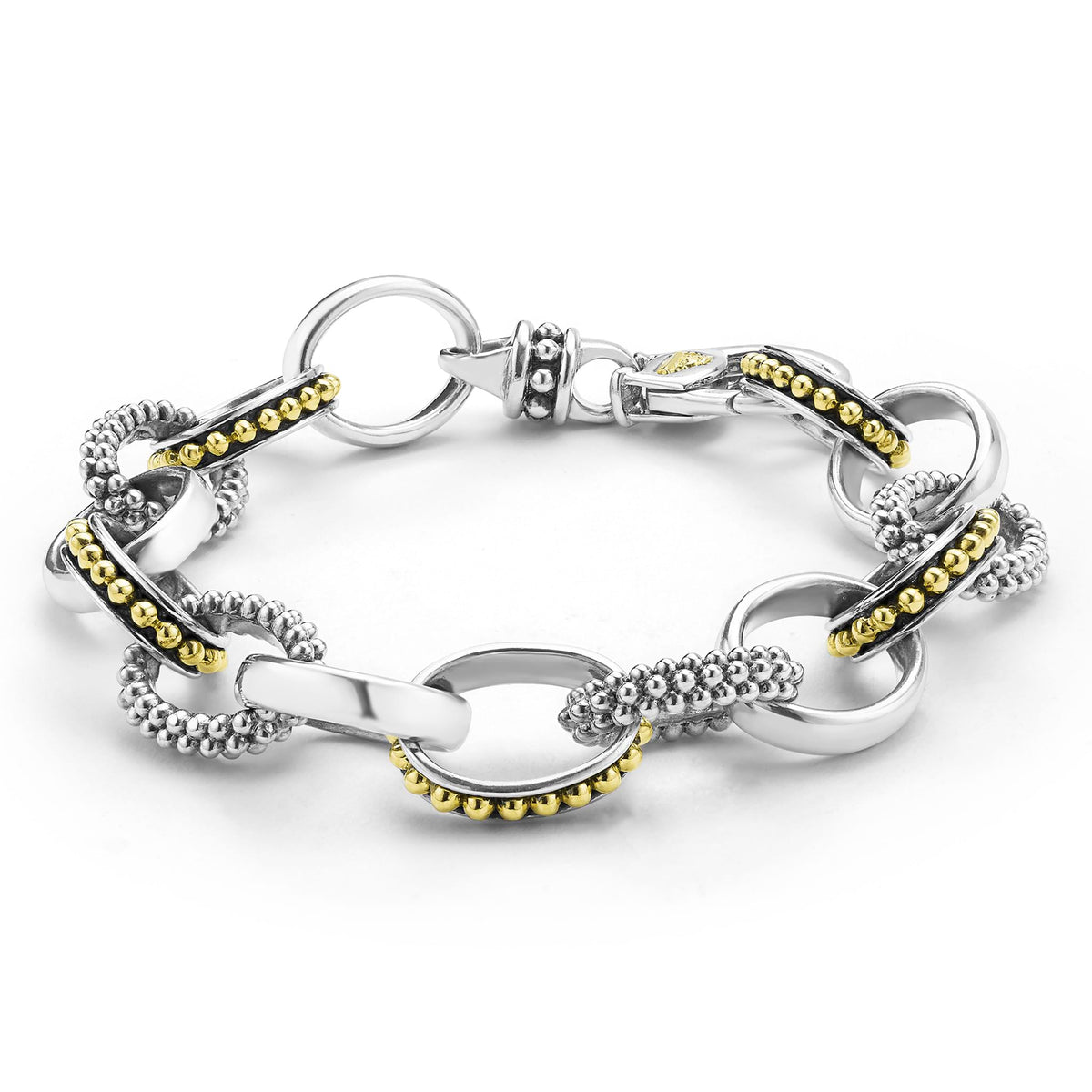 "Signature Caviar" Two Tone Caviar Link Bracelet