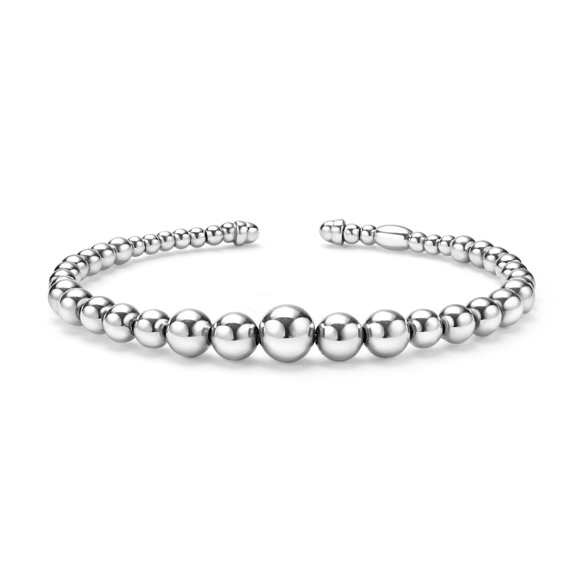 "Caviar Bubbly" Silver Beaded Cuff Bracelet (6)