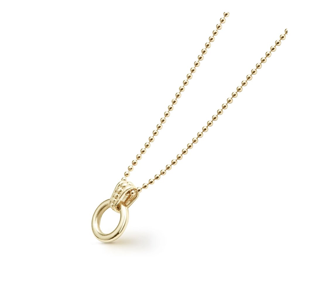 LAGOS "Gold & Black Caviar" Circle Pendant Necklace in 18kt Yellow Gold