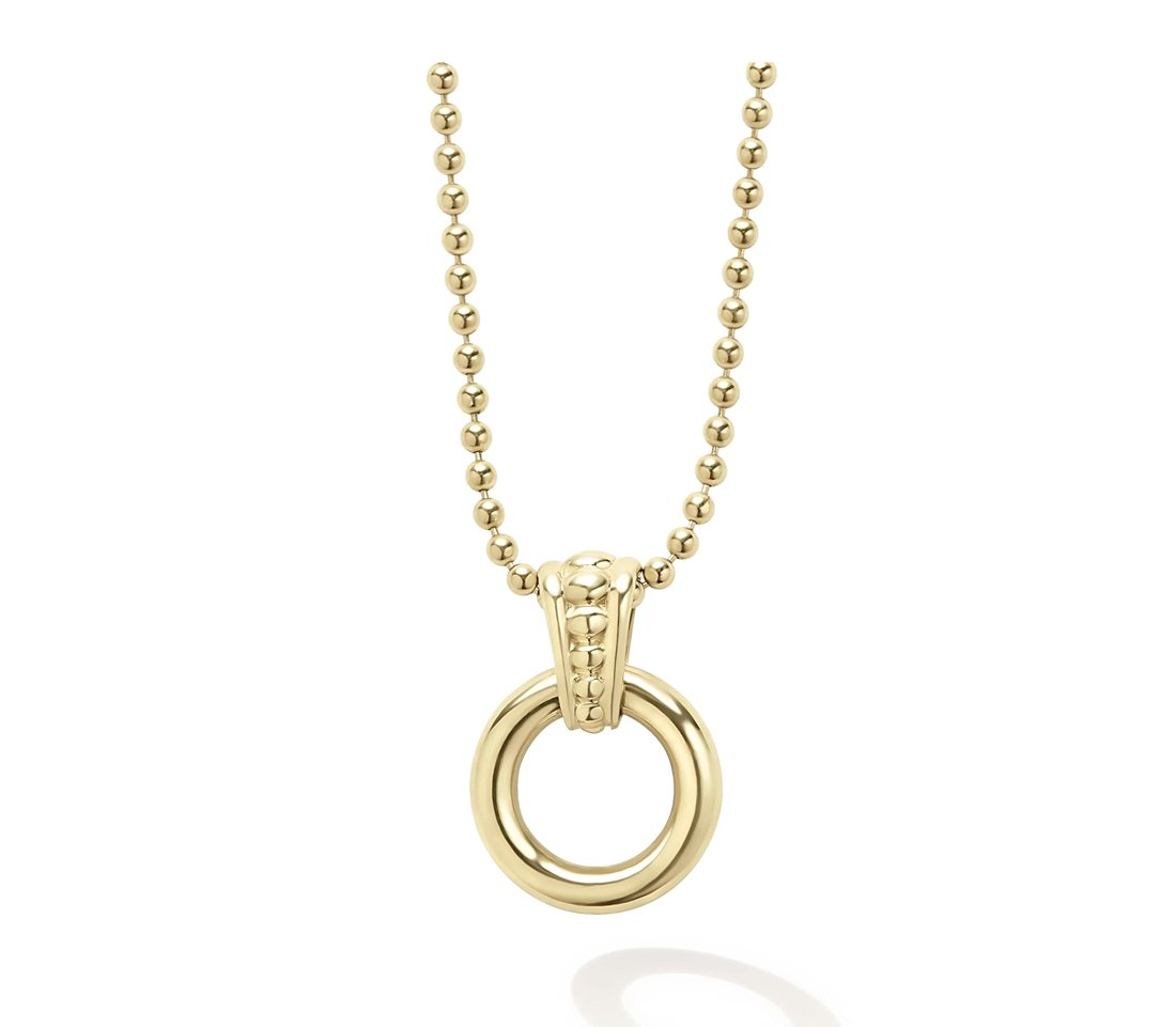 LAGOS "Gold & Black Caviar" Circle Pendant Necklace in 18kt Yellow Gold