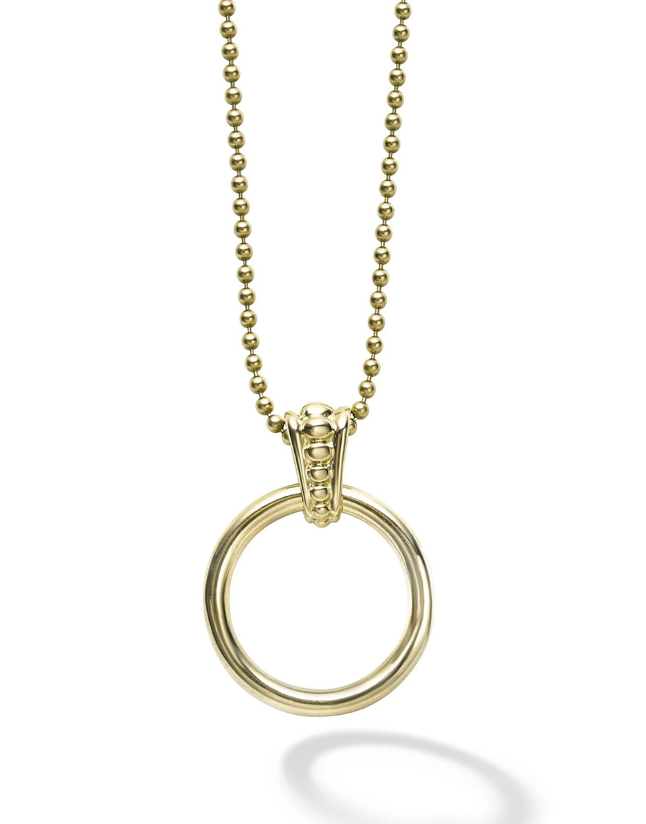 LAGOS "Meridian" 18kt Yellow Gold Circle Pendant Necklace,  Adjustable 16 to 18 Inches