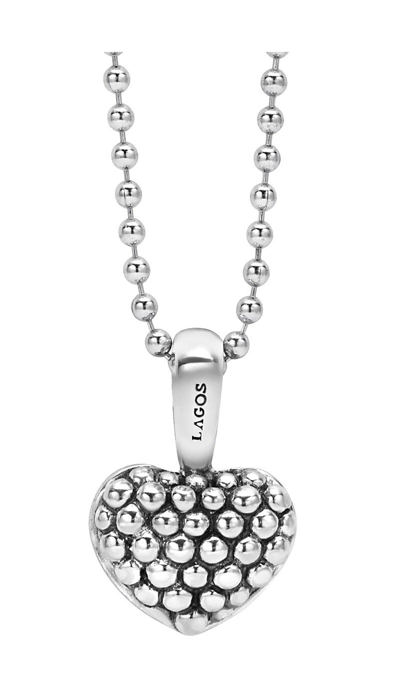 LAGOs "Signature Caviar" Beaded Heart Necklace
