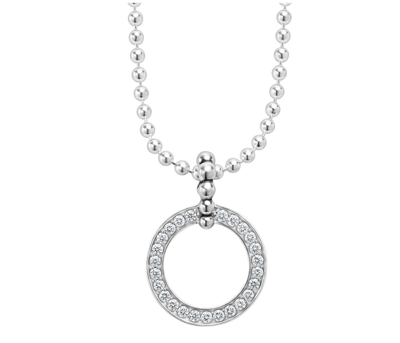 "Caviar Spark" Circle Diamond Pendant Necklace