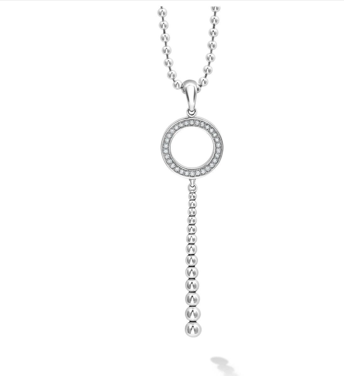 LAGOS "Caviar Spark" Drop Circle Diamond Pendant Necklace