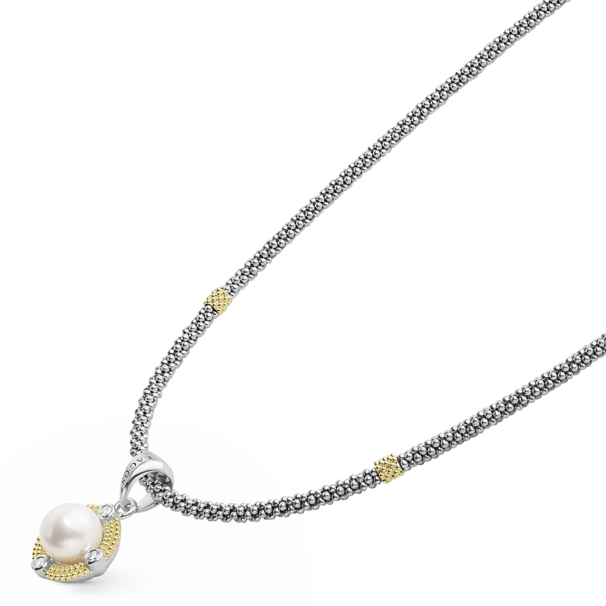LAGOS "Luna" Pearl Diamond Caviar Necklace