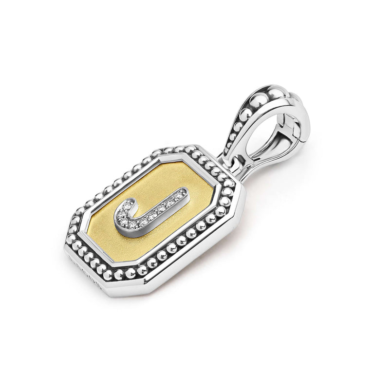 "Signature Caviar" Octagon Diamond Initial J Charm