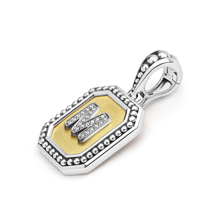 "Signature Caviar" Octagon Diamond Initial M Charm