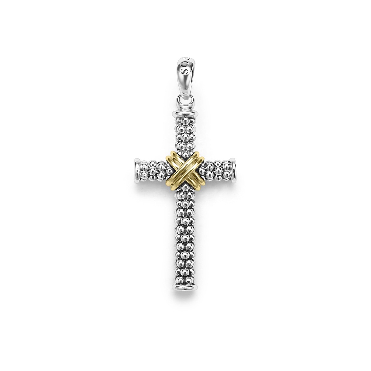 LAGOS "Anthem" Two-Tone Caviar Beaded Cross Amulet