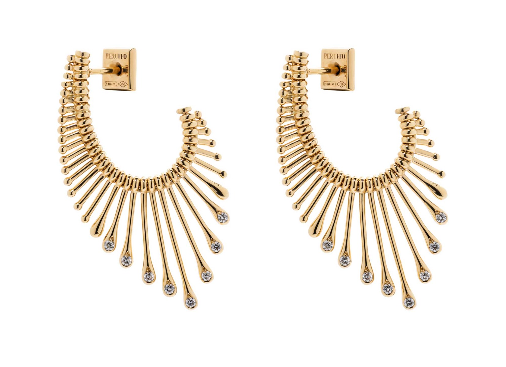 Peruffo Slide Diamond Drop Earrings in 18kt Yellow Gold