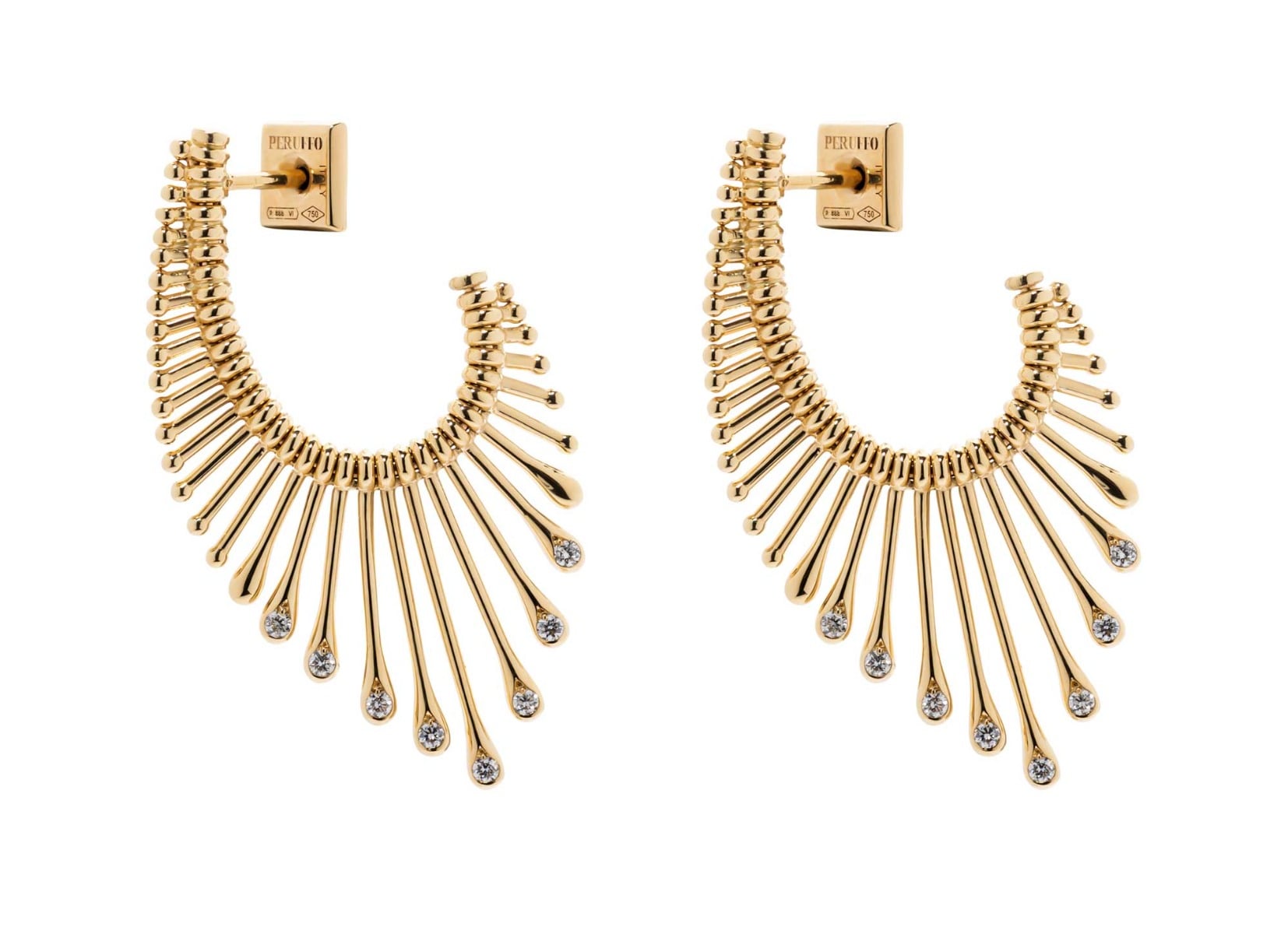 Peruffo Slide Diamond Drop Earrings in 18kt Yellow Gold