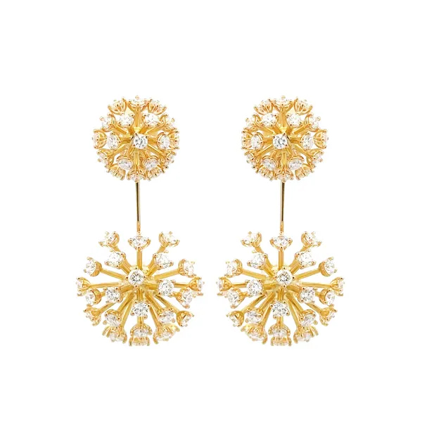 Dandelion 18kt Yellow Gold Diamond Dangling Earrings