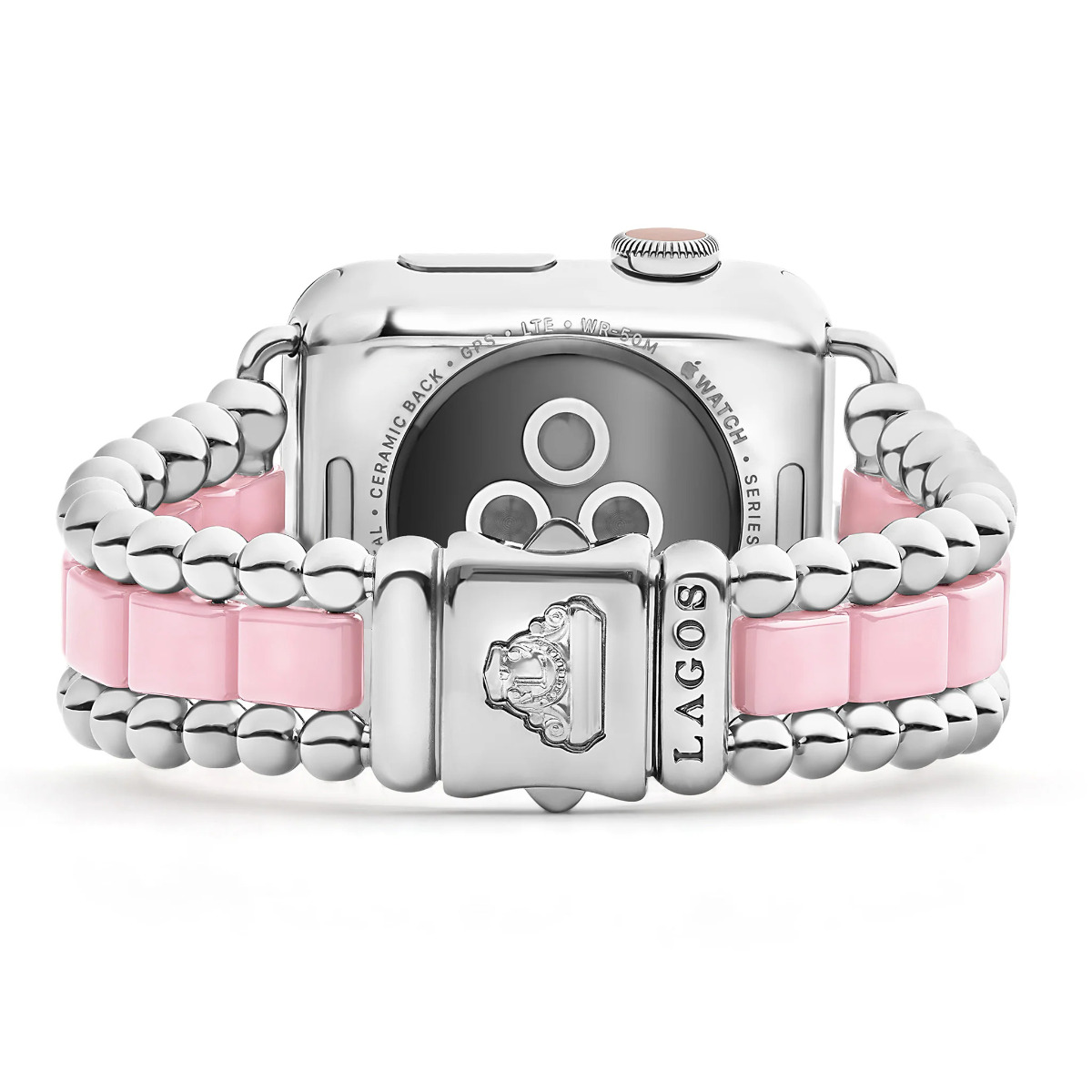 LAGOS "Smart Caviar" Pink Ceramic and Stainless Steel Watch Bracelet-38-45mm