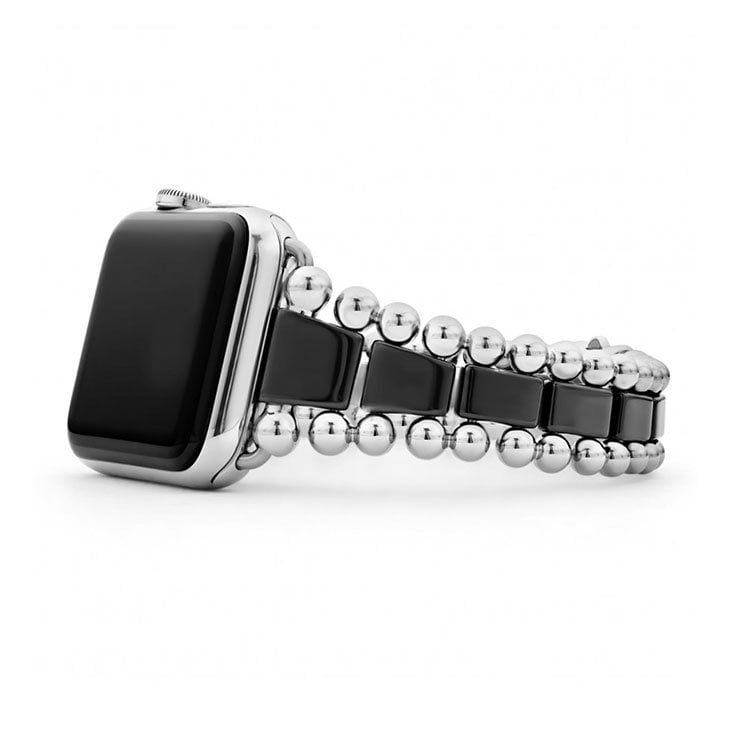 LAGOS "Smart Caviar" Black Ceramic and Stainless Steel Watch Bracelet, 42-45mm
