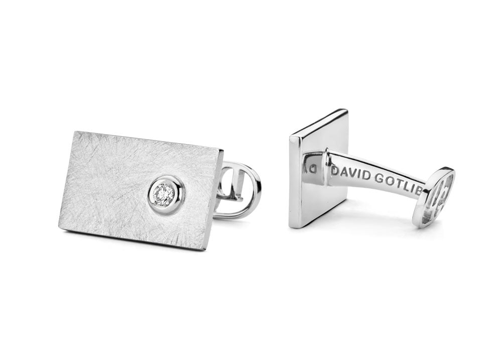 David Gotlib "Gold Rush" Diamond Cufflinks in 18kt White Gold