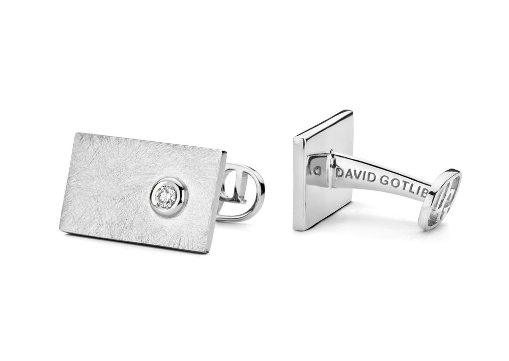 David Gotlib "Gold Rush" Diamond Cufflinks in 18kt White Gold